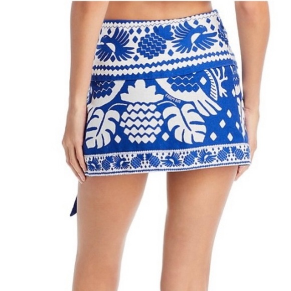FARM Rio Jungle Scarf Wrap Mini Skirt Blue & White XS & Medium NWT! - Picture 5 of 14